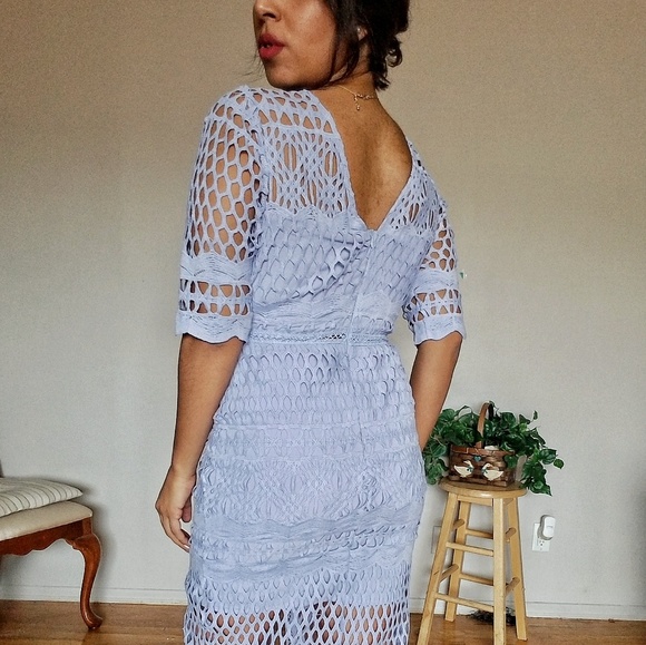 LAST 1| HEAVENLY BLUES CROCHET MIDI DRESS - Picture 5 of 8